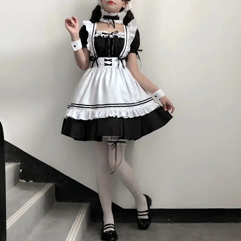 Black White Lolita Maid Costume