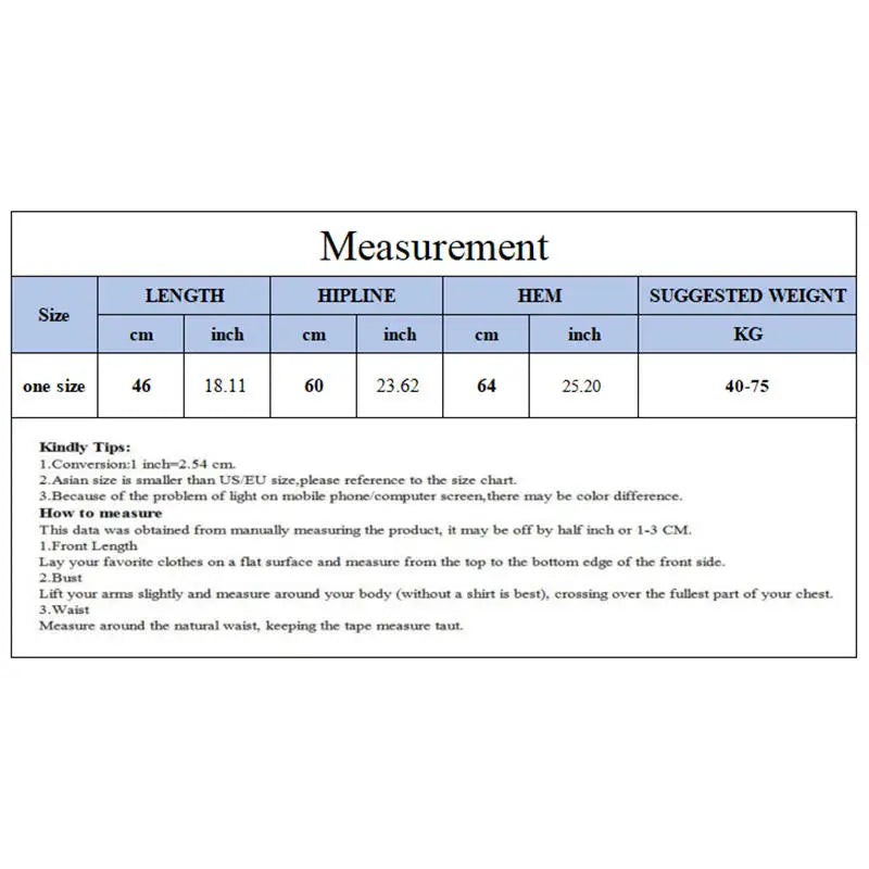 Measurement chart for SlimCotz™ padded cotton camis, detailing size, length, hipline, hem, and suggested weight.