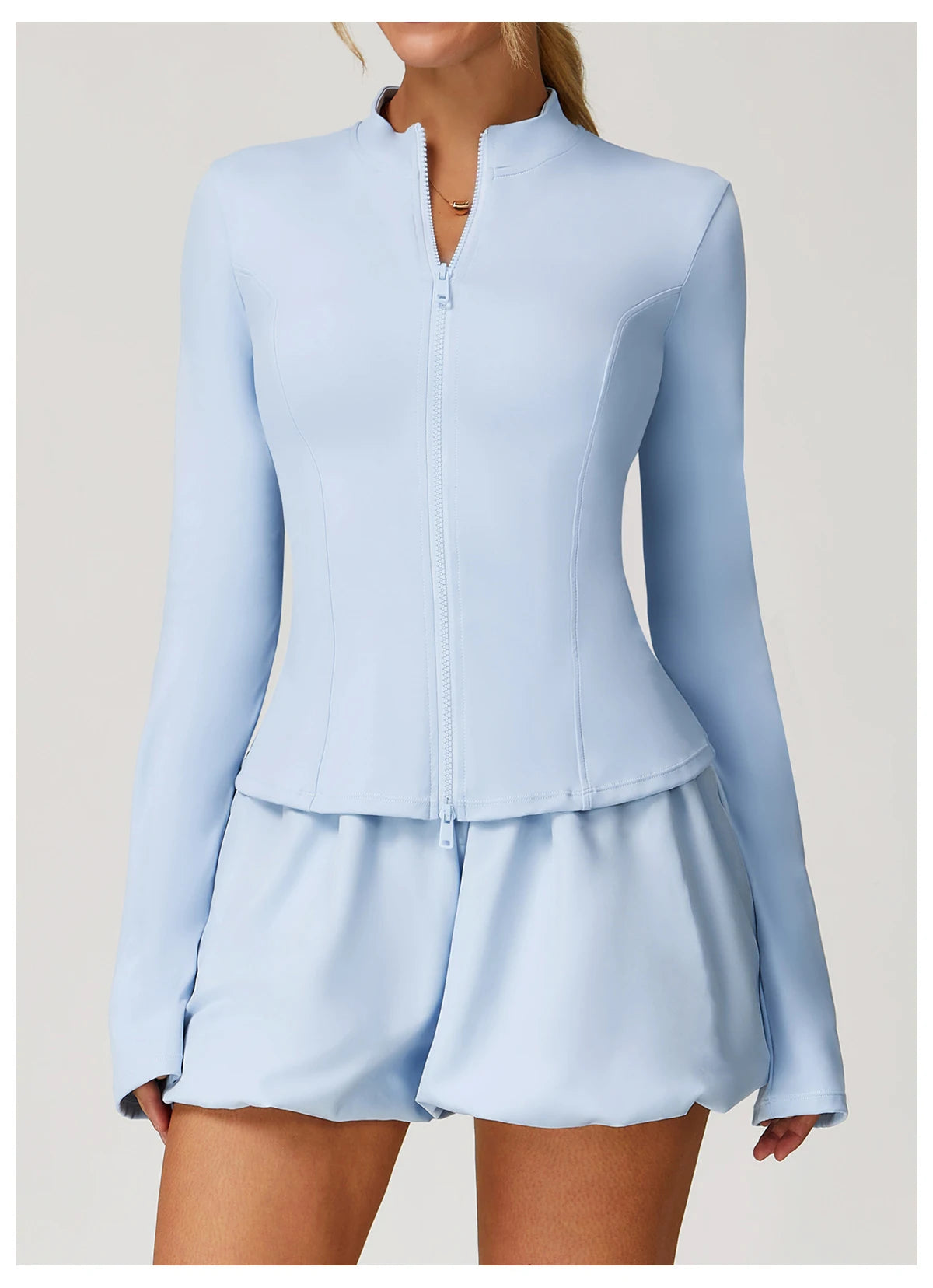 Women's Standing Collar Long Sleeve Yoga Jacket – Summer Training Top