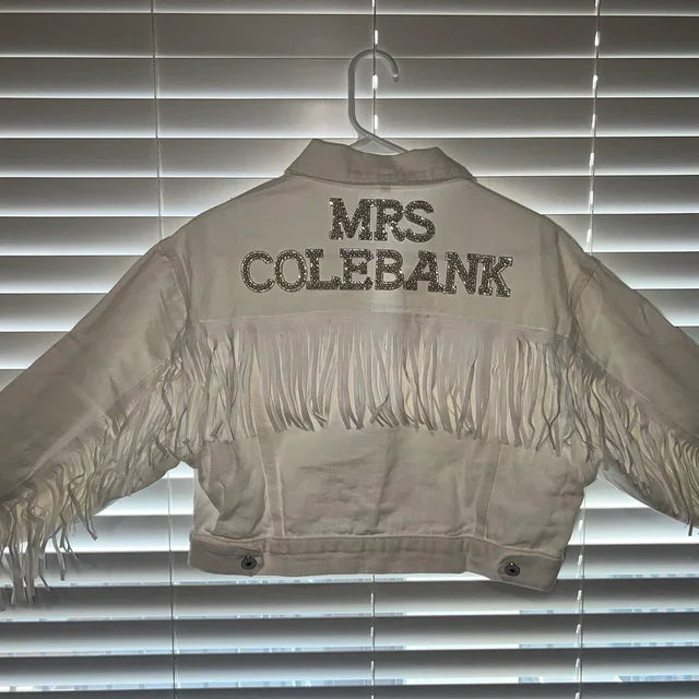 Personalised Pearl Denim Jacket for Bachelorette Party