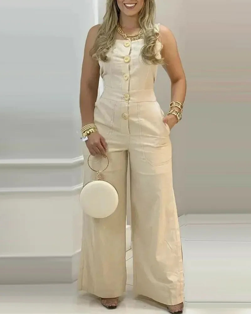 Breeza™ – Square Neck Pocket Summer Jumpsuit (Functional, Minimal & Comfy)