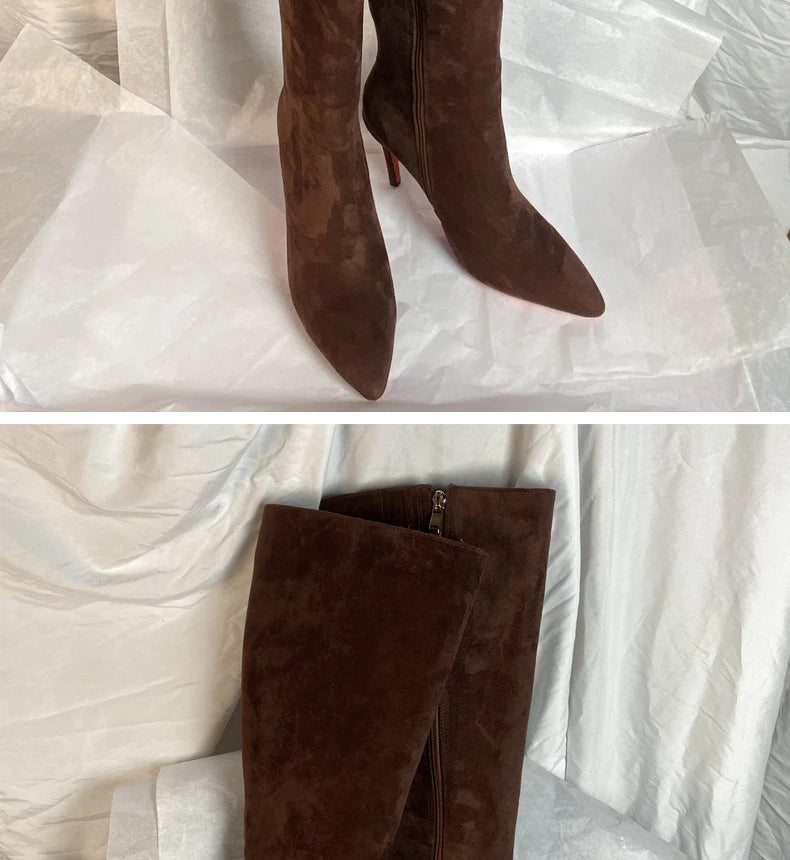 Women Pole Knee High Designer Boots – Sexy Leather High Heel