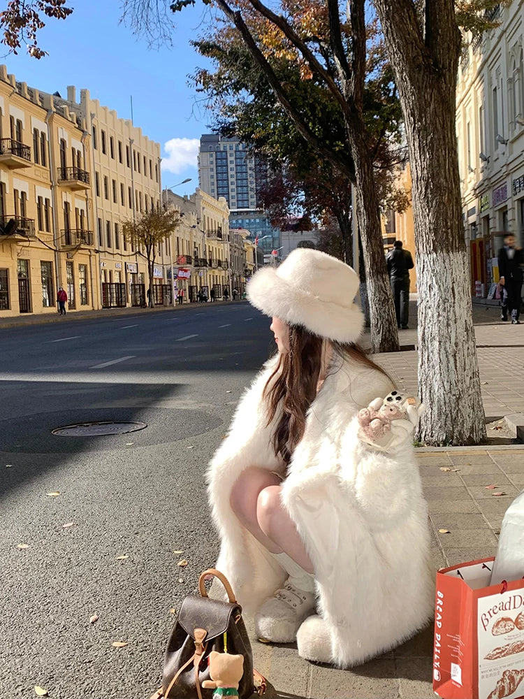 Oversized Faux Fox Fur Winter Coat