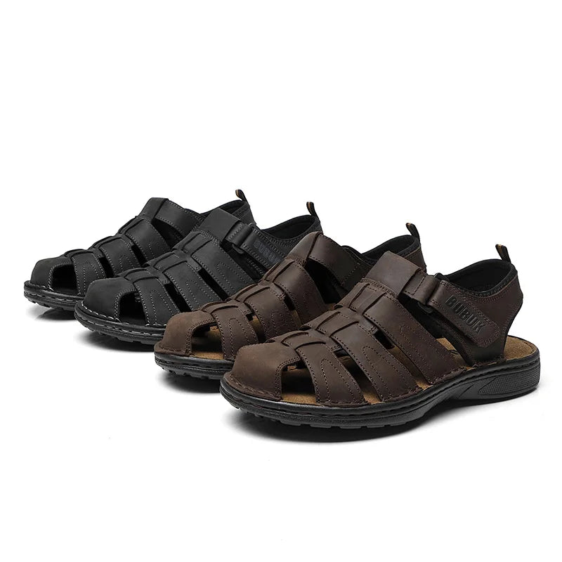 Men Cowhide Leather Beach Sandals