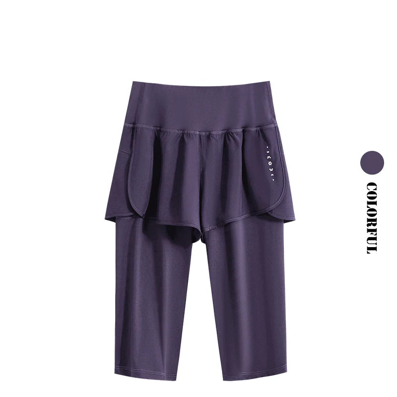 DRUR Knee-Length 2-in-1 Women's Yoga Shorts – High Waist Summer Gym Pants