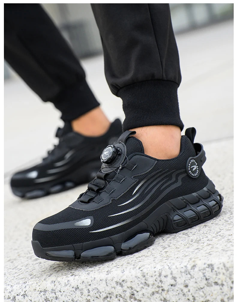 أحذية أمان رجالية مزودة بأزرار دوارة وأصابع فولاذية