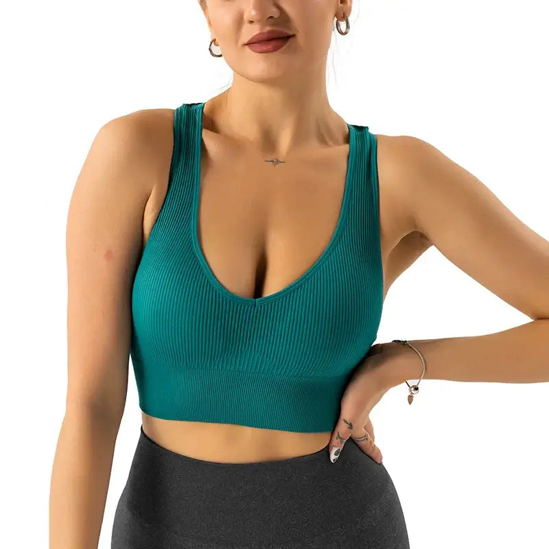 Women Ribbed Galaxy Seamless Sports Bra