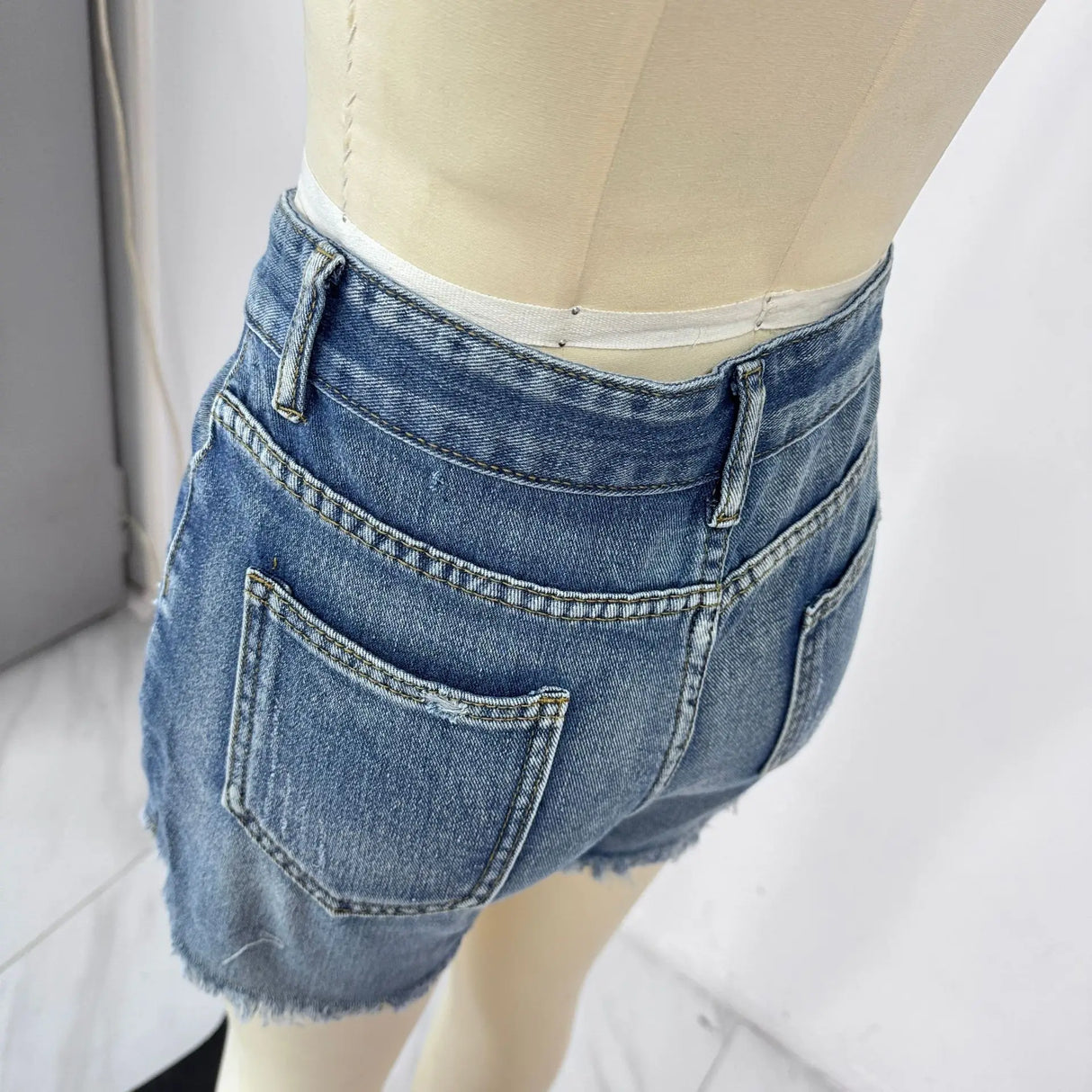 2000s Tassel Ripped Hot Denim Shorts