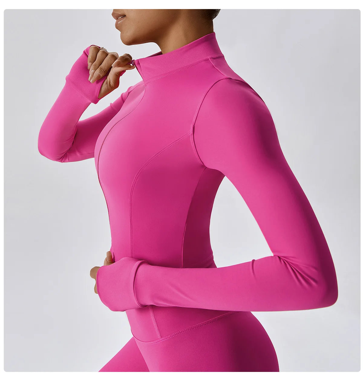 Women's Sexy Zip Long Sleeve Yoga Jacket – Workout Running Cycling Top