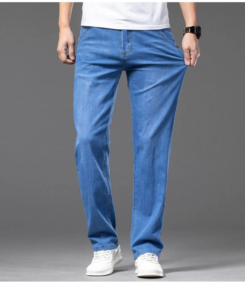 بنطلون جينز رجالي مستقيم بمقاسات كبيرة