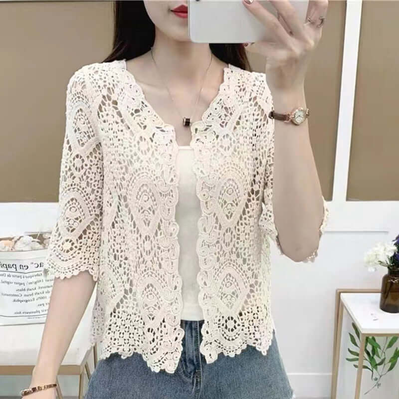 Women Crochet Lace Shrug Cardigan