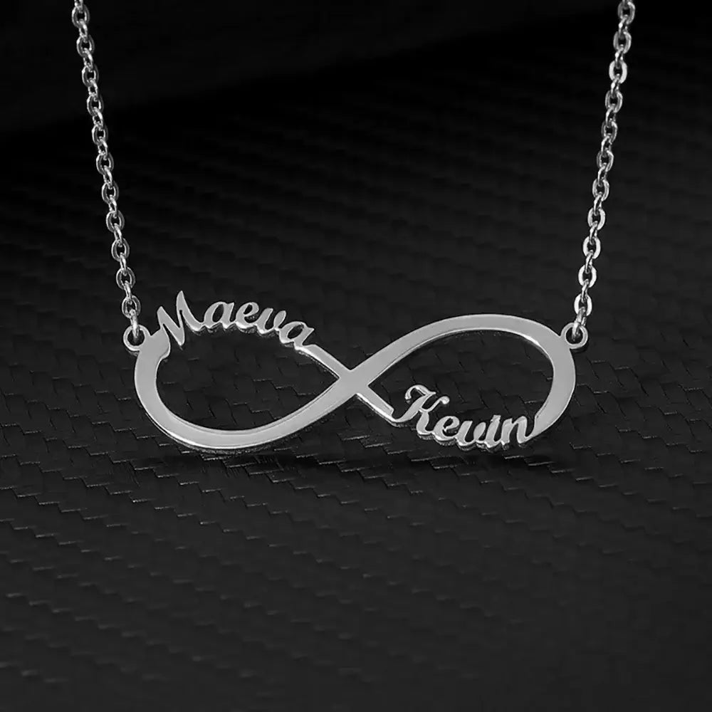 Custom Double Heart Two Names Infinity Necklaces