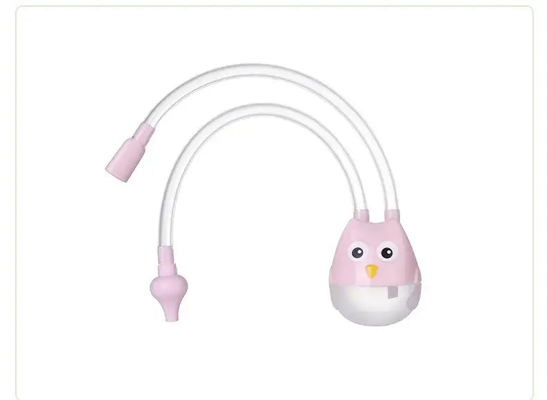 Nasal aspirator for infants in cute pink bird design, made of silicone, suitable for babies aged 0-1 year.