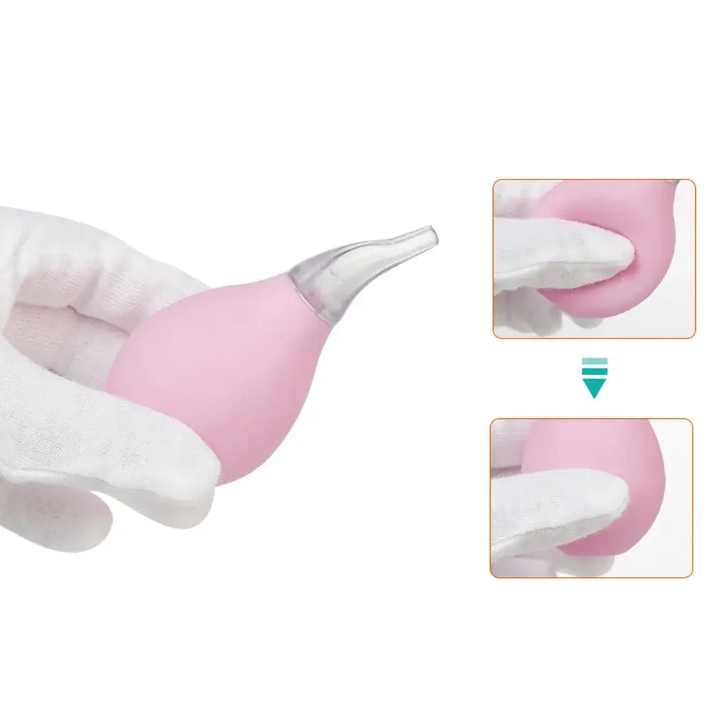 Kids Nasal Aspirator Waterdrop in pink, designed for safe nasal care for babies and toddlers.