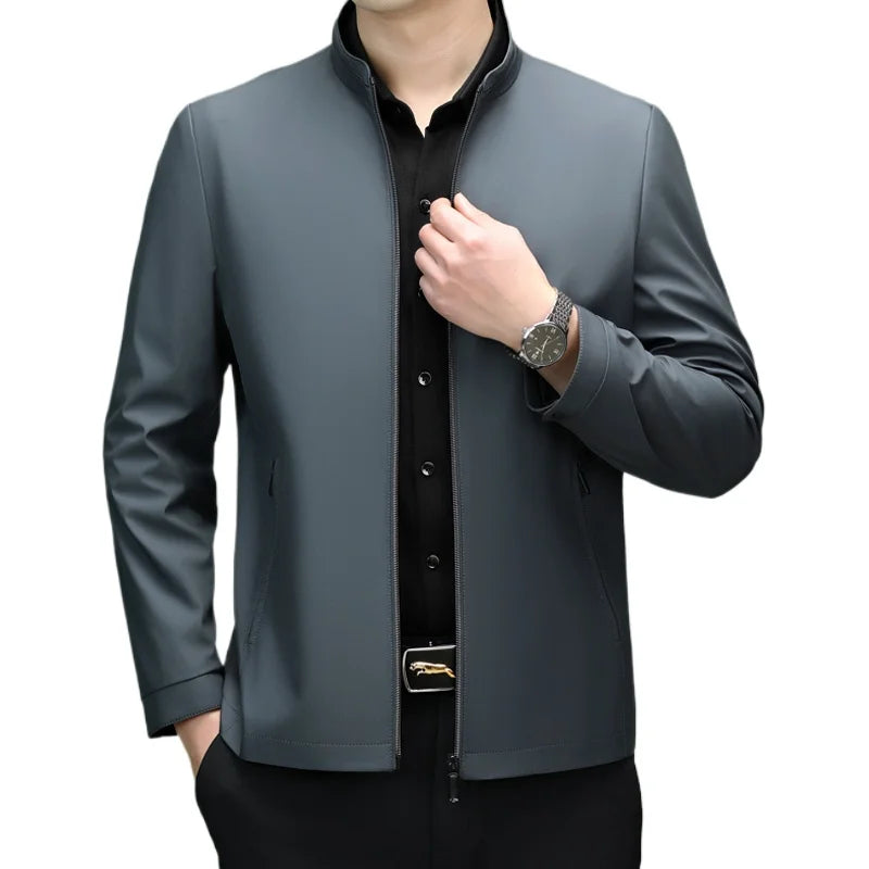 Men Stand Collar Zipper Jacket