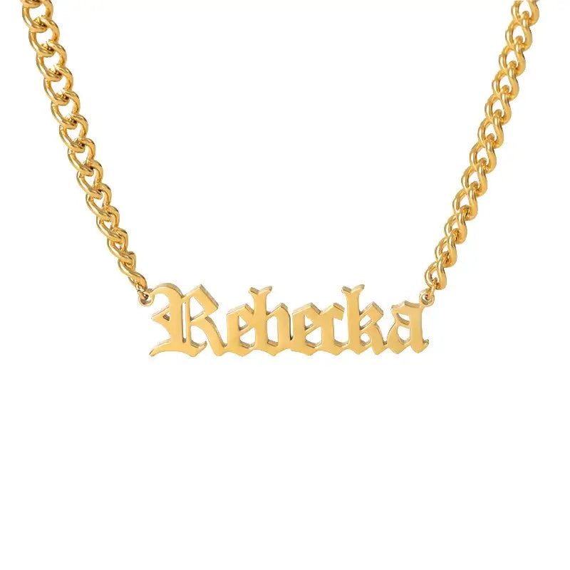 Custom Old English Name Necklace