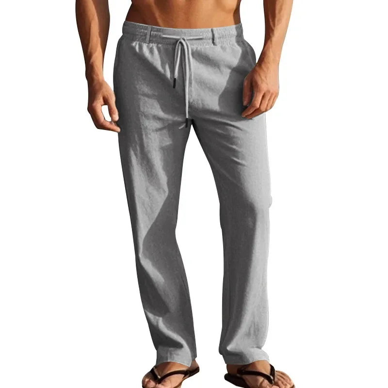 Men Drawstring Linen Pants