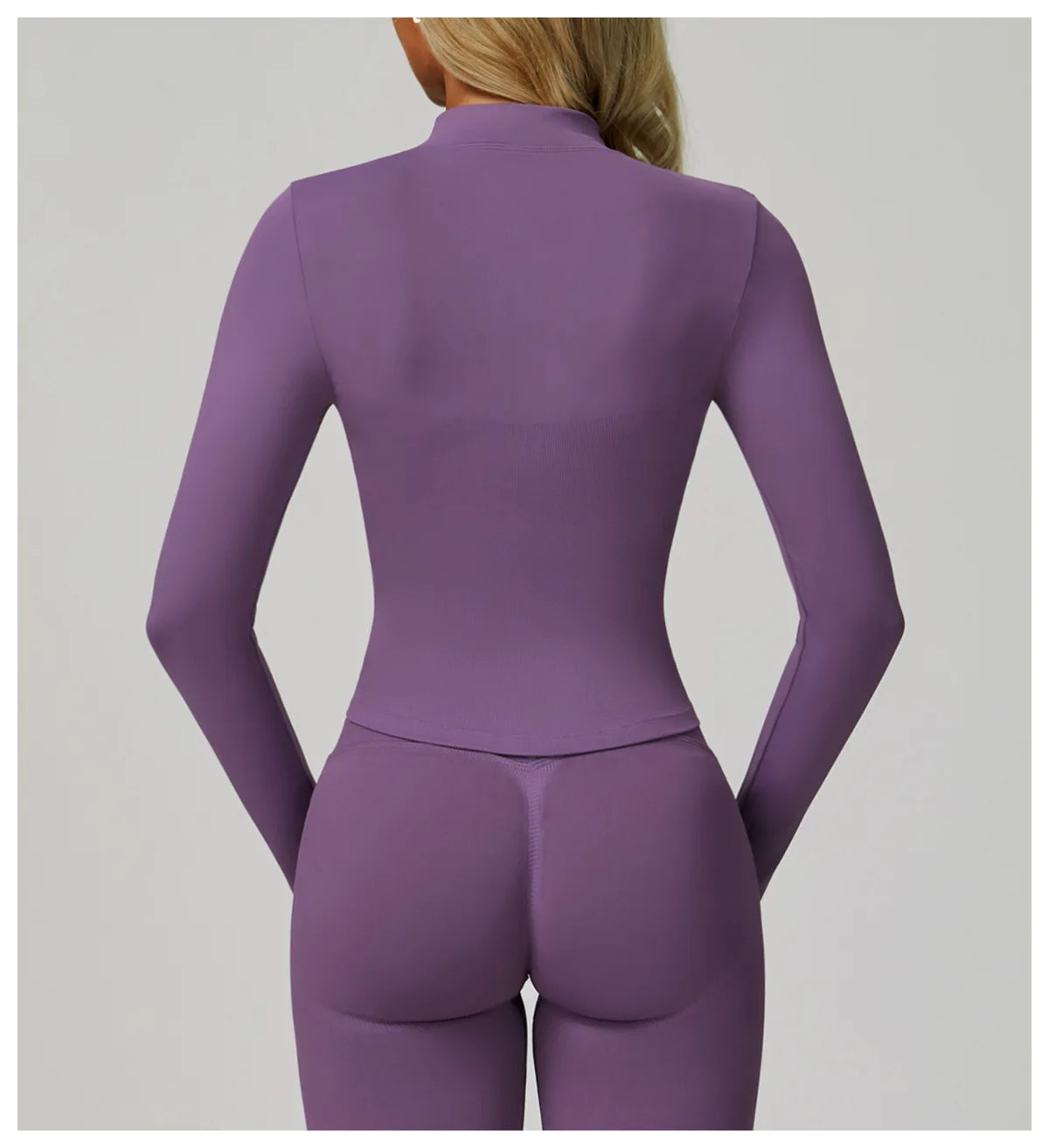 Ribbed Women's Yoga Jacket – Long Sleeve Standing Collar Fitness Top