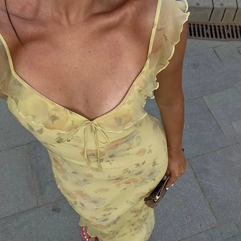 Women V Neck Lace Bodycon Dress