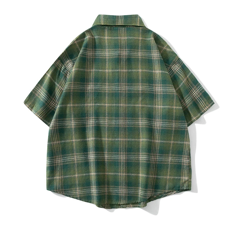 Men Oversized Plaid Shirt
