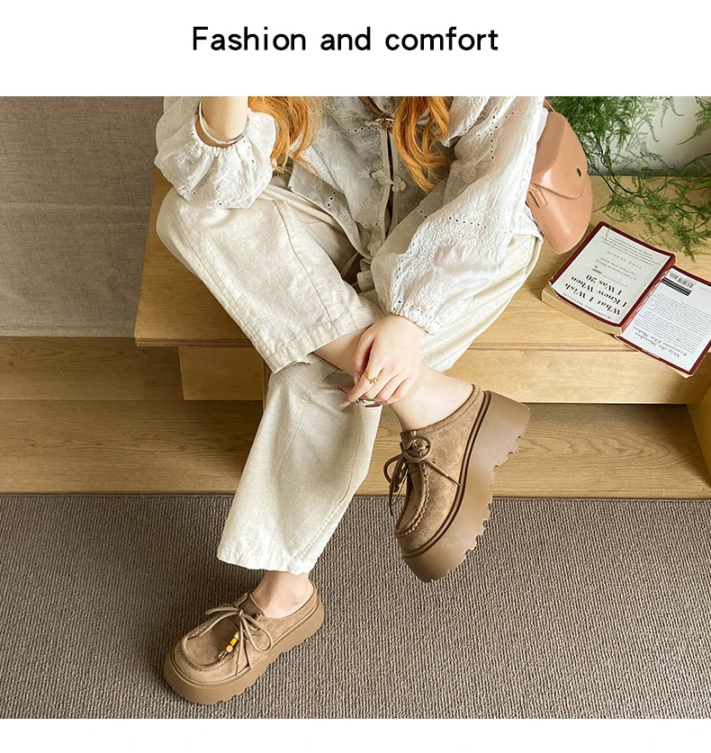 Women’s Retro Platform Half-Slipper Loafers