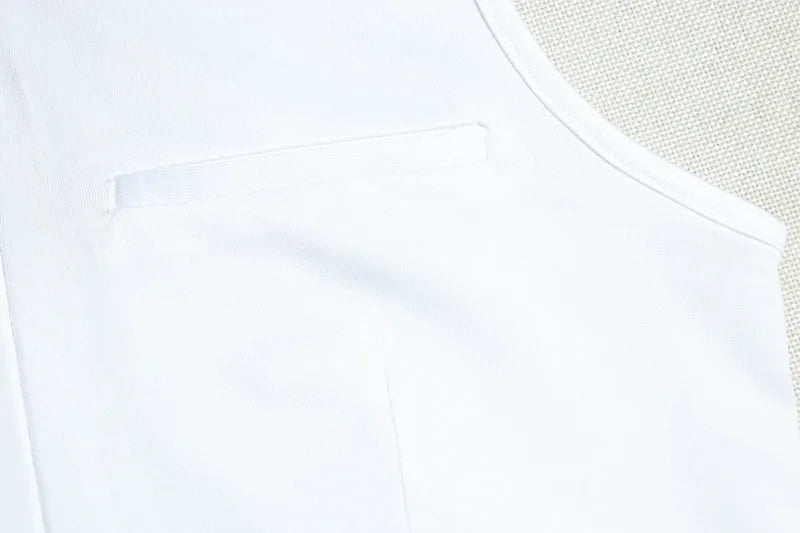 Women’s White Lapel Pleated Dress