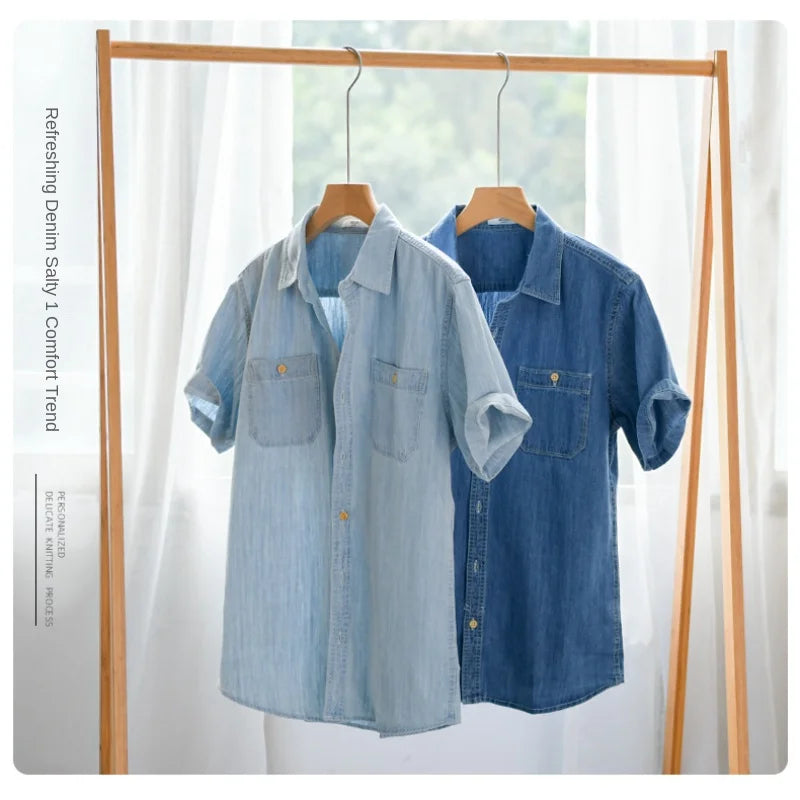 Men Denim Short Sleeve Shirt