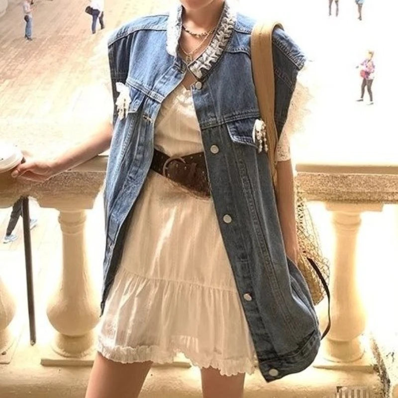 French Lace Denim Jacket