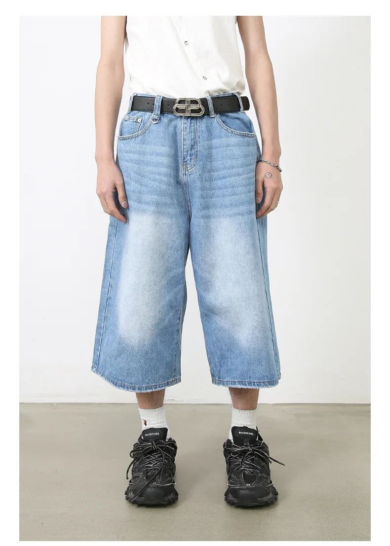 FadeMid™ – Black Retro Loose Shorts (High Waist, Y2K Mid-Length)