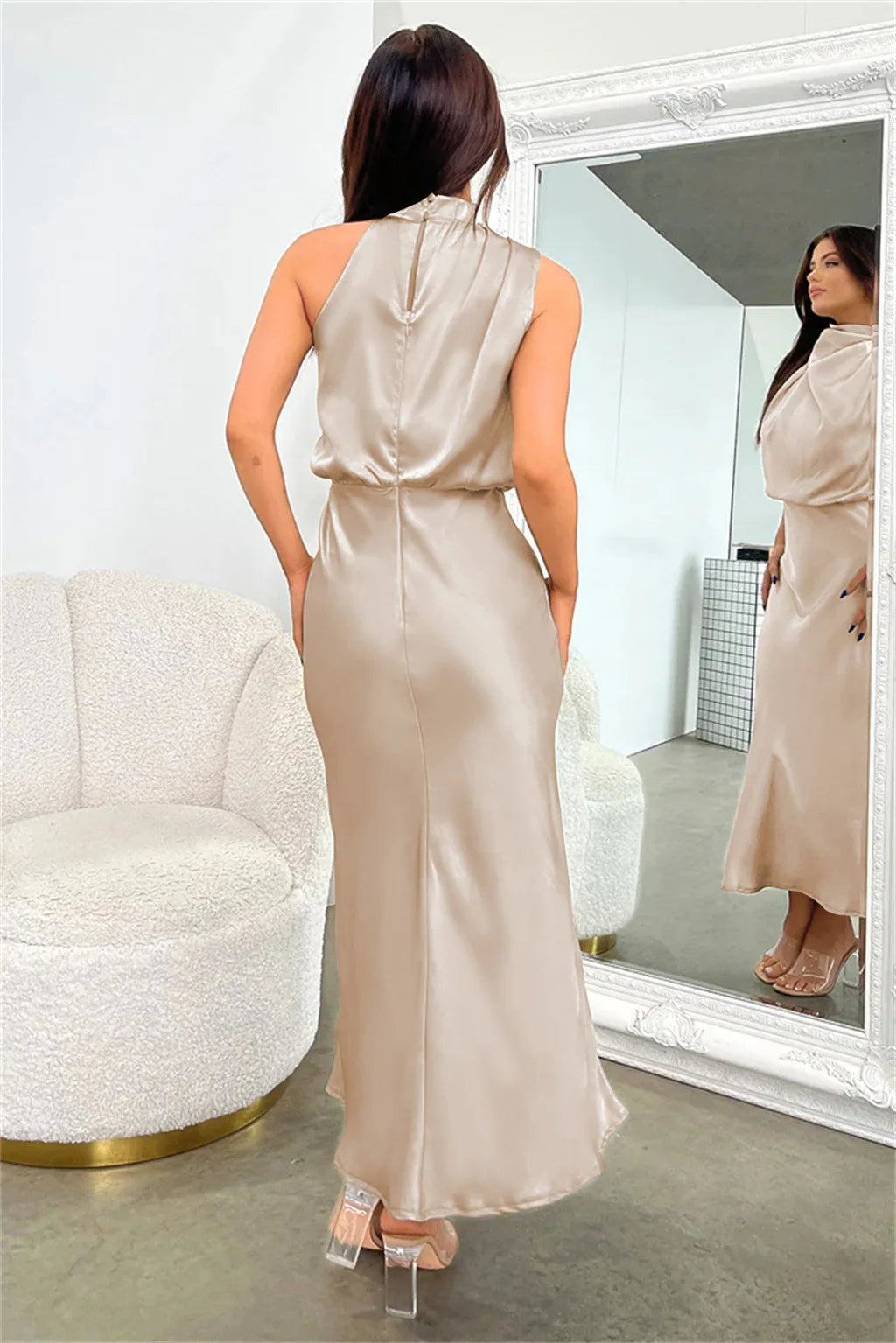 Women's Silk Satin Evening Dress