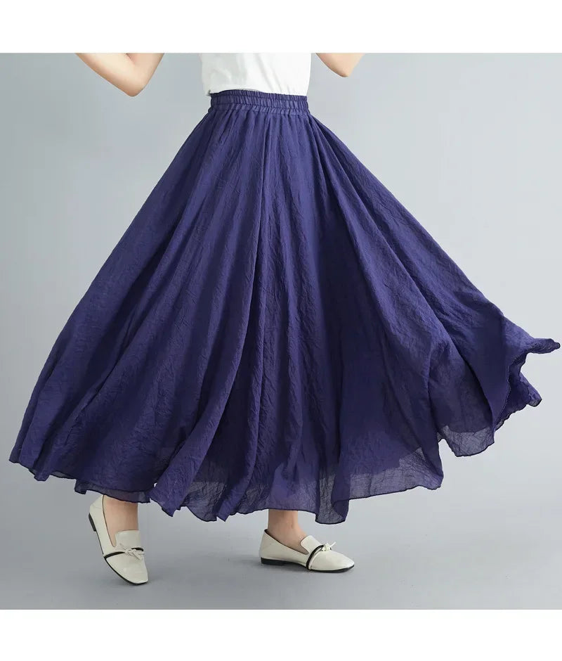Women Linen Maxi Skirt