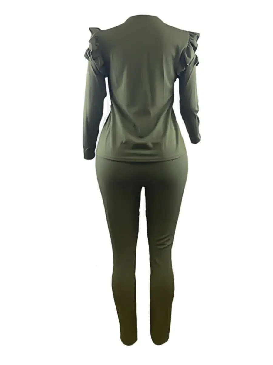 Women Plus Size Striped Pants Set