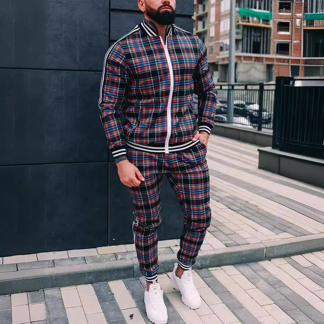 Men's Checkered Sports Tracksuit