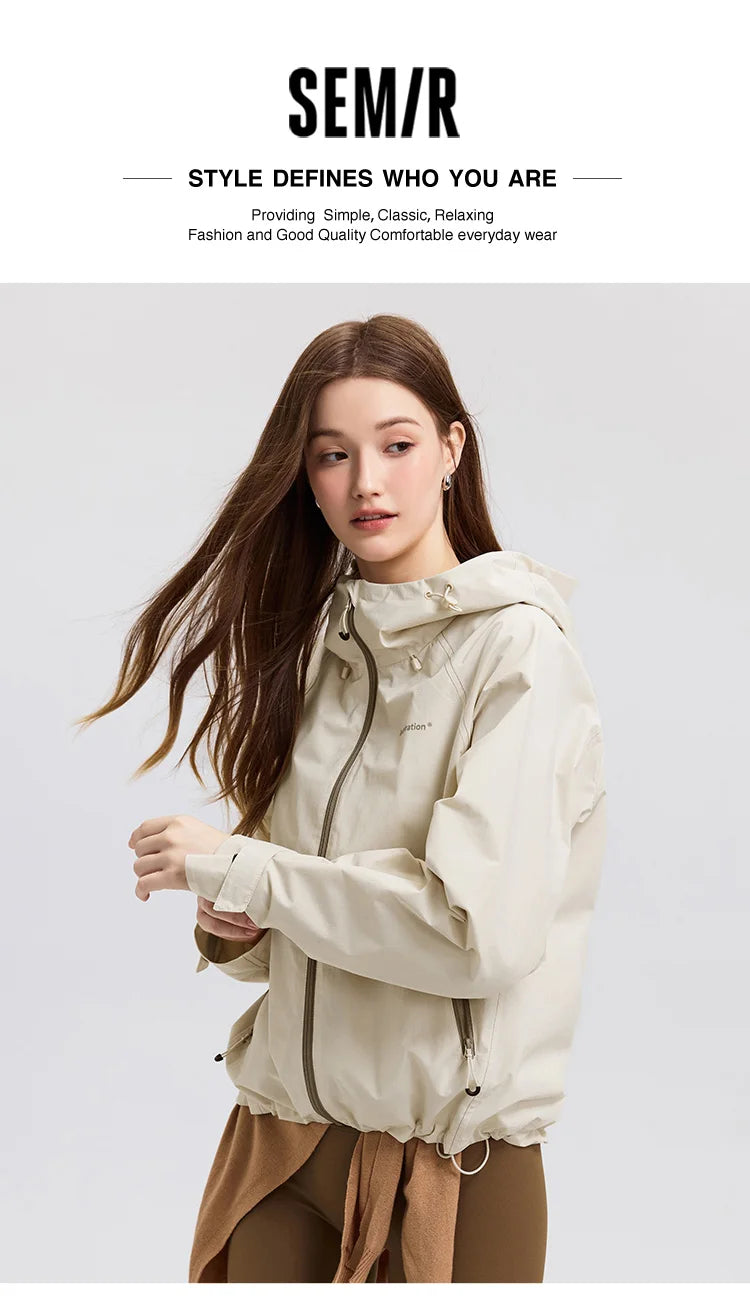 Women's Windproof Raglan Hooded Spring Jacket