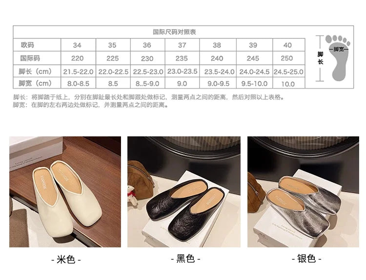 Women Mules Closed Toe Flat Slides