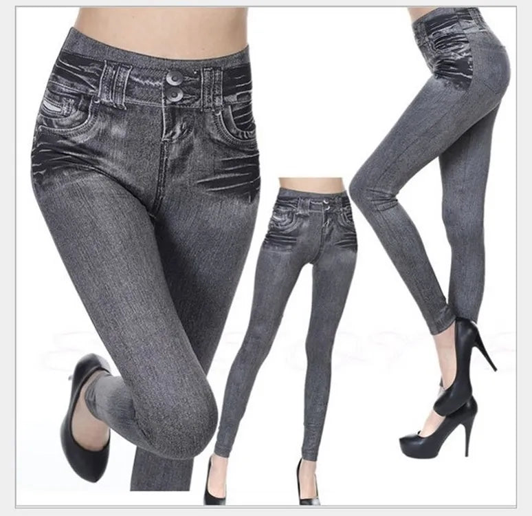 Women's Slim Fit Faux Denim Leggings