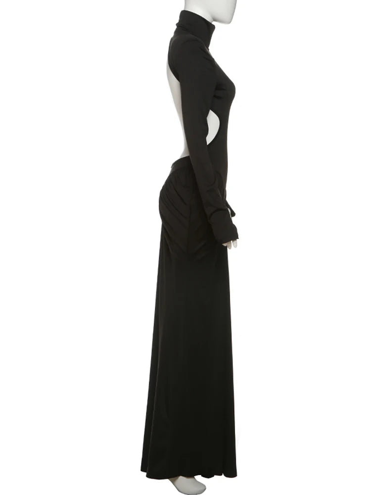 Women's Backless Ruched Maxi Dress