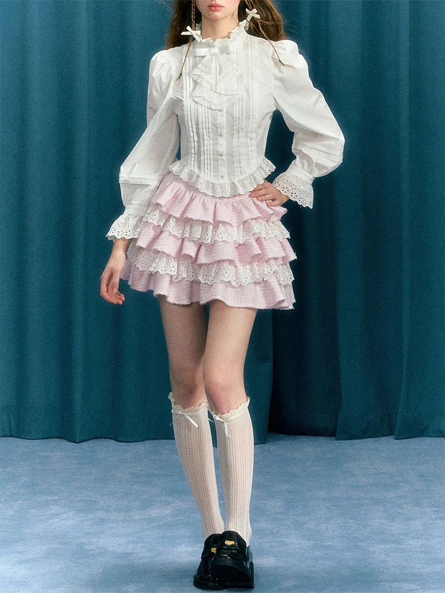 Women Tartan Lace Mini Skirt