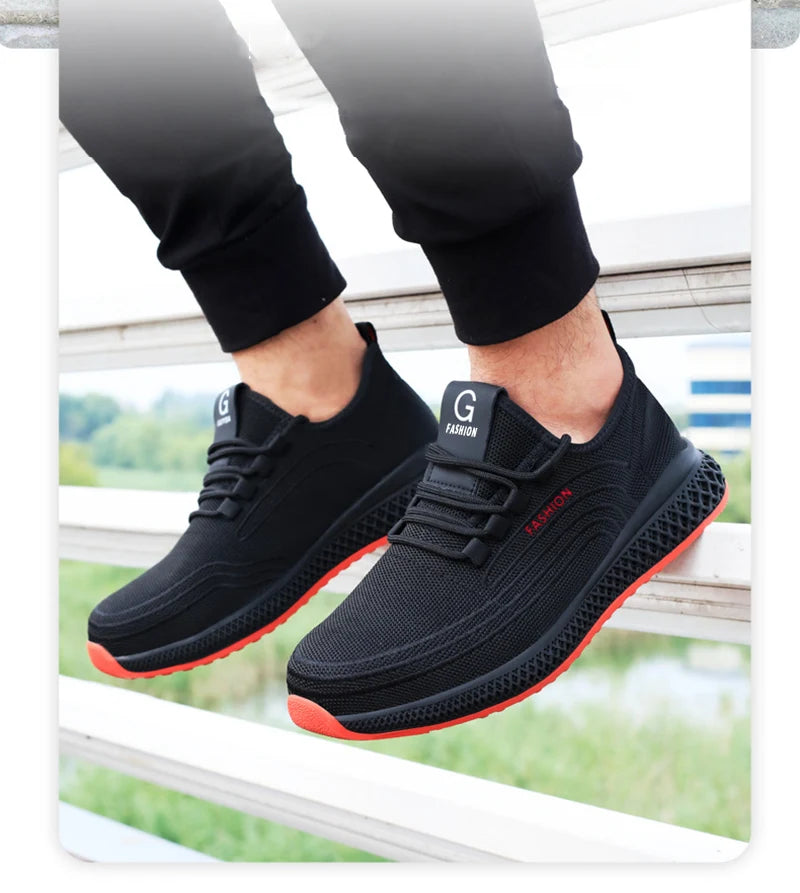 حذاء رياضي خفيف الوزن من Manlegu Air Mesh للسلامة