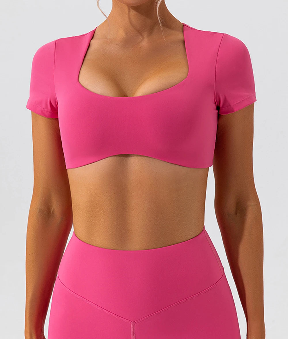 Women Crop Fit Yoga Tee