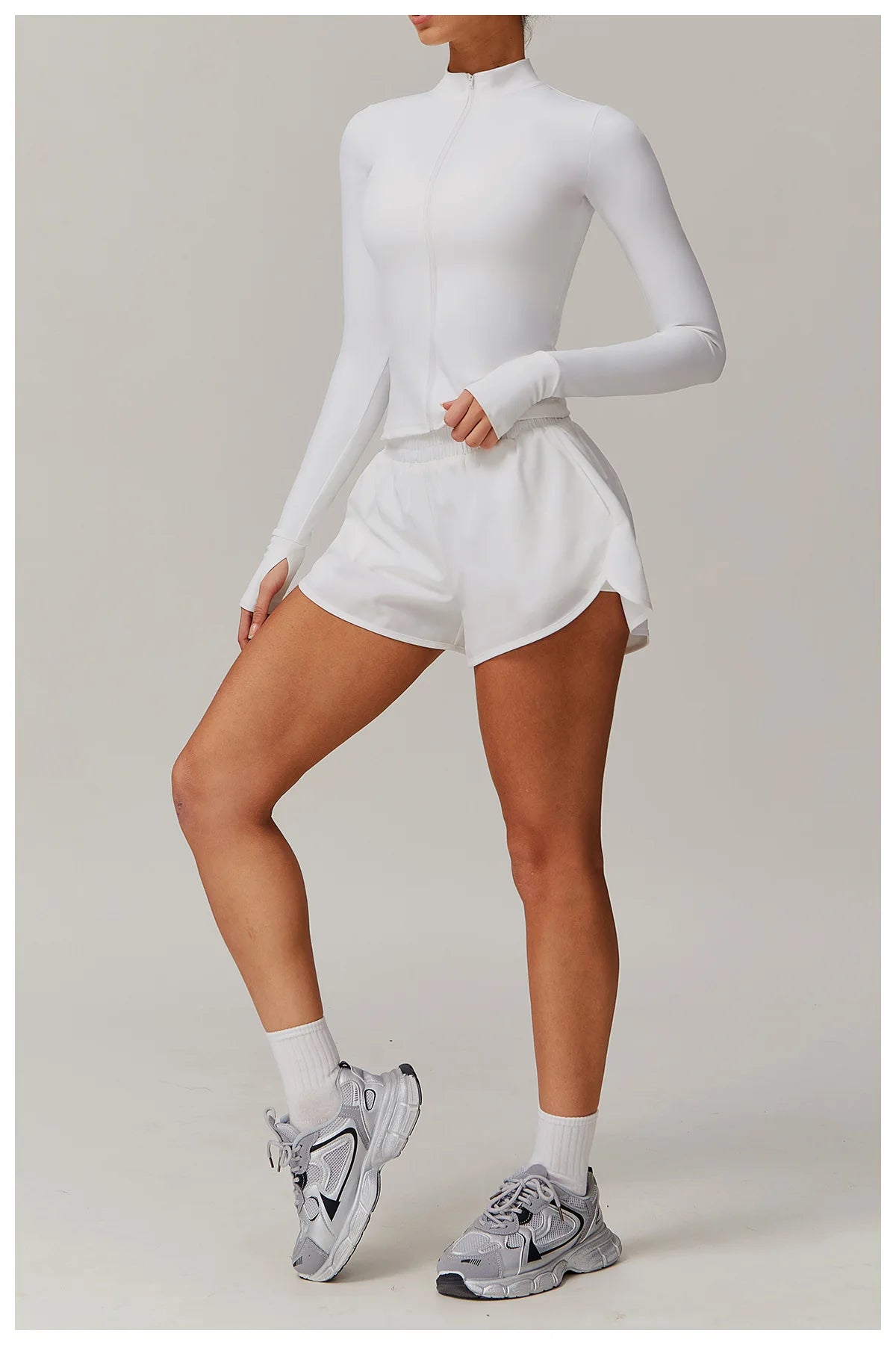 Women's Zip Long Sleeve Yoga Jacket – Slim Fit Gym Training Top