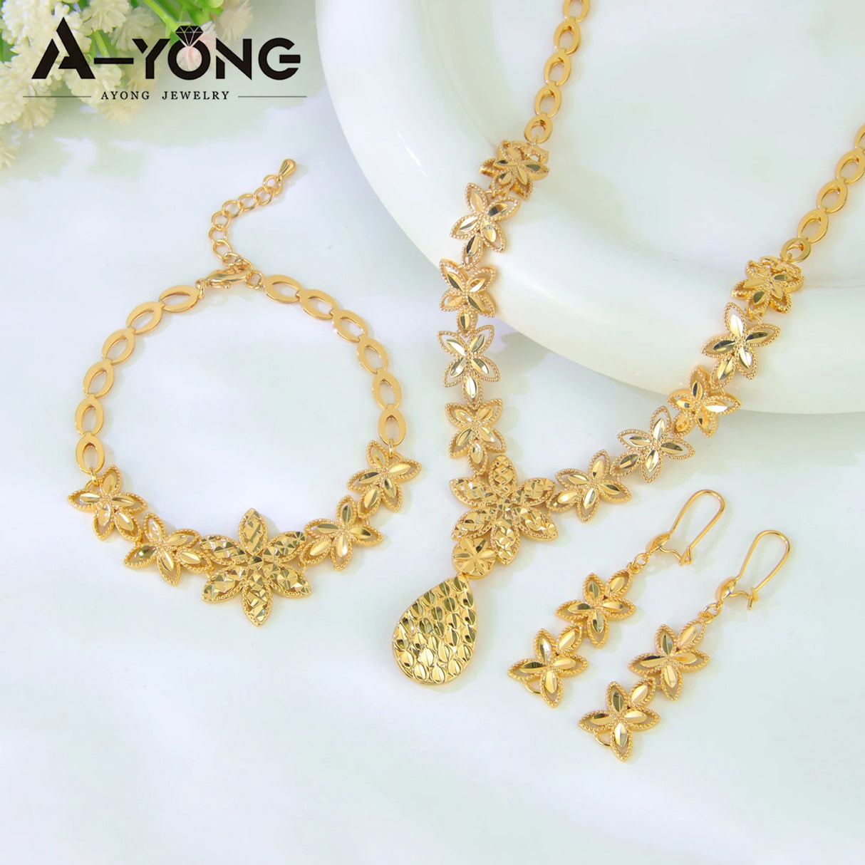 Dubai 21K Gold Plated Bridal Jewelry Set