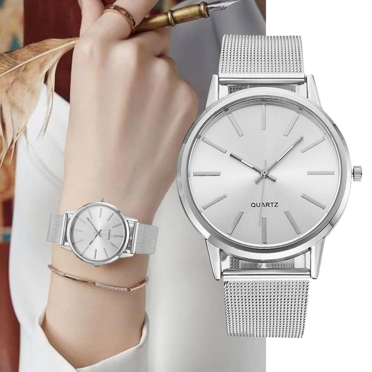 Women’s Minimalist Silver Quartz Watch