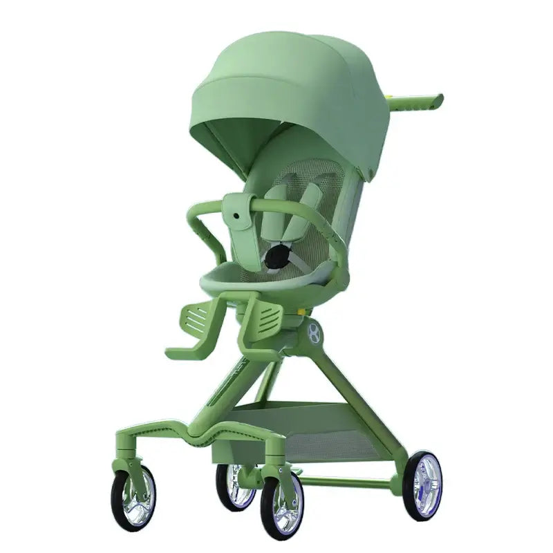 Lightweight Baby Travel Stroller Mini ELF 2 in green color, foldable design, suitable for infants 0-2 years, made by Hashow.
