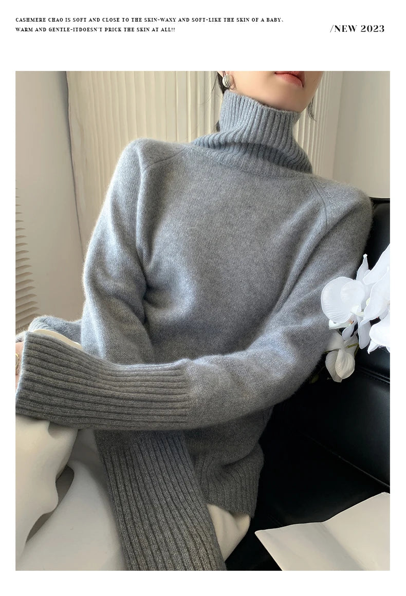 Women's Loose Turtleneck Cashmere Sweater