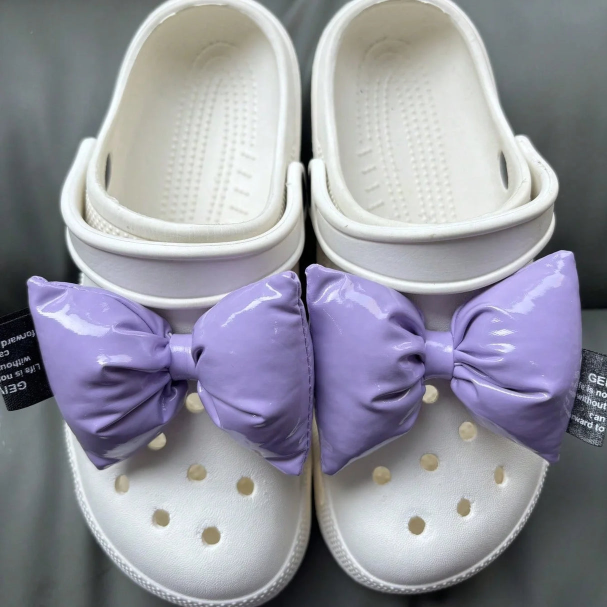 Women Bow Shoe Charms Glossy Accessories