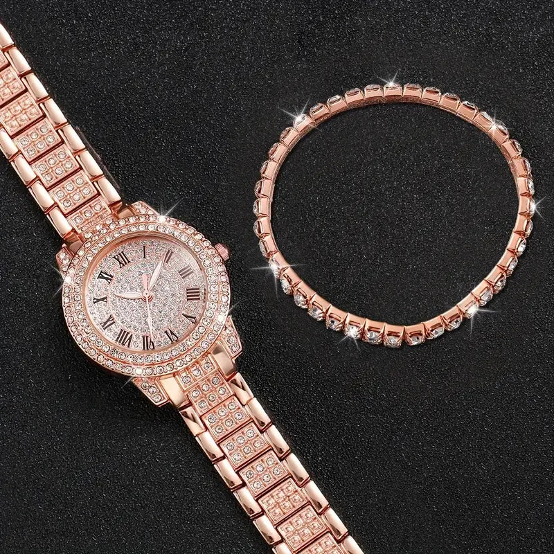 Royal Diamond Bracelet Watch Set