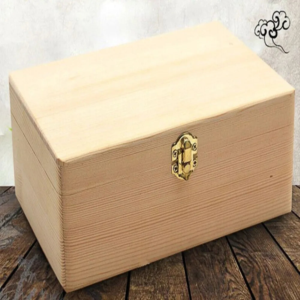 Wooden Storage Box with Lid & Lock