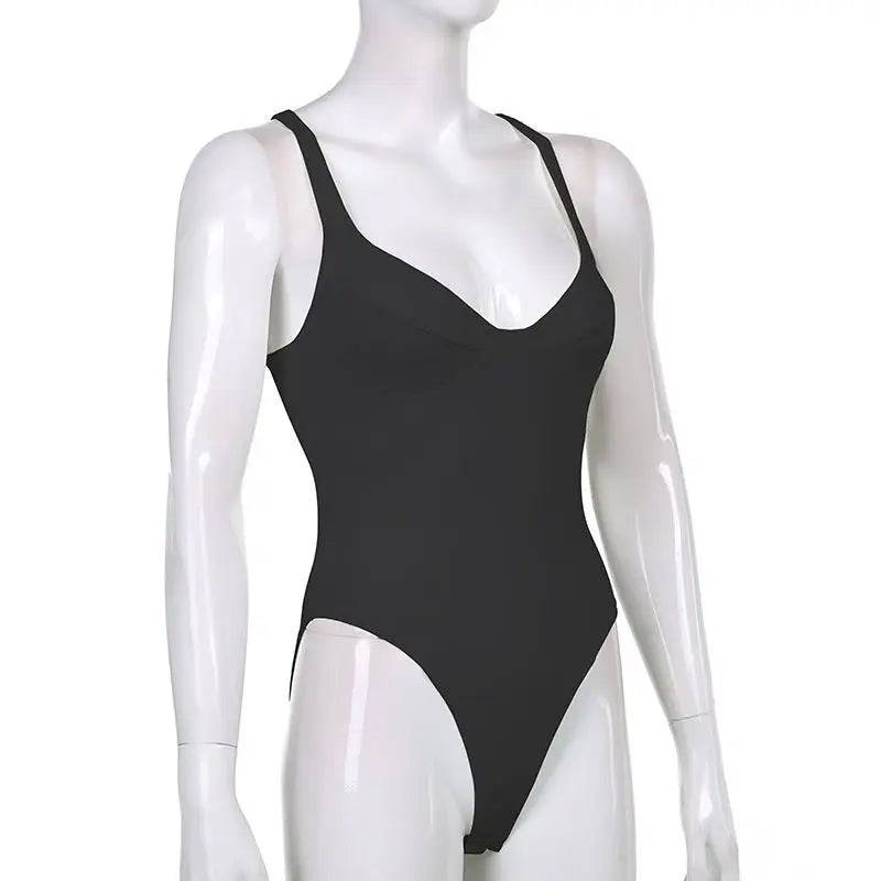 Retro Sleeveless Women's Bodysuit – Chic Slim Bodycon Summer Top