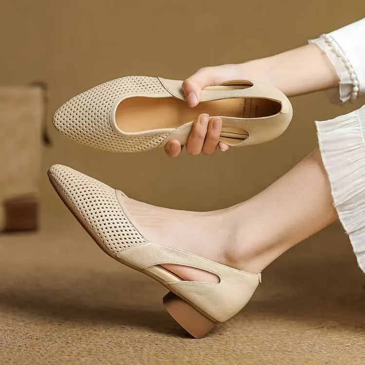 حذاء بكعب مدبب ومثقب - تصميم أنيق وجيد التهوية 2025